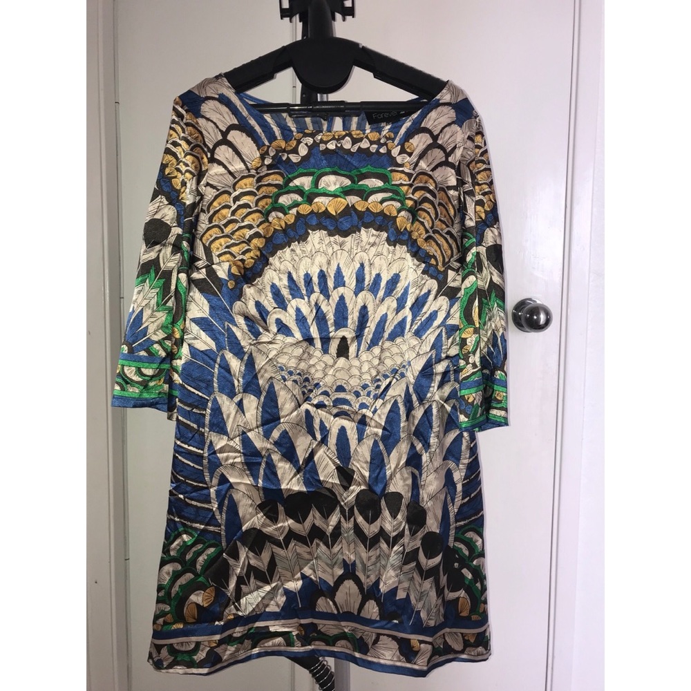 Feather Print 3/4 Sleeve Dress
